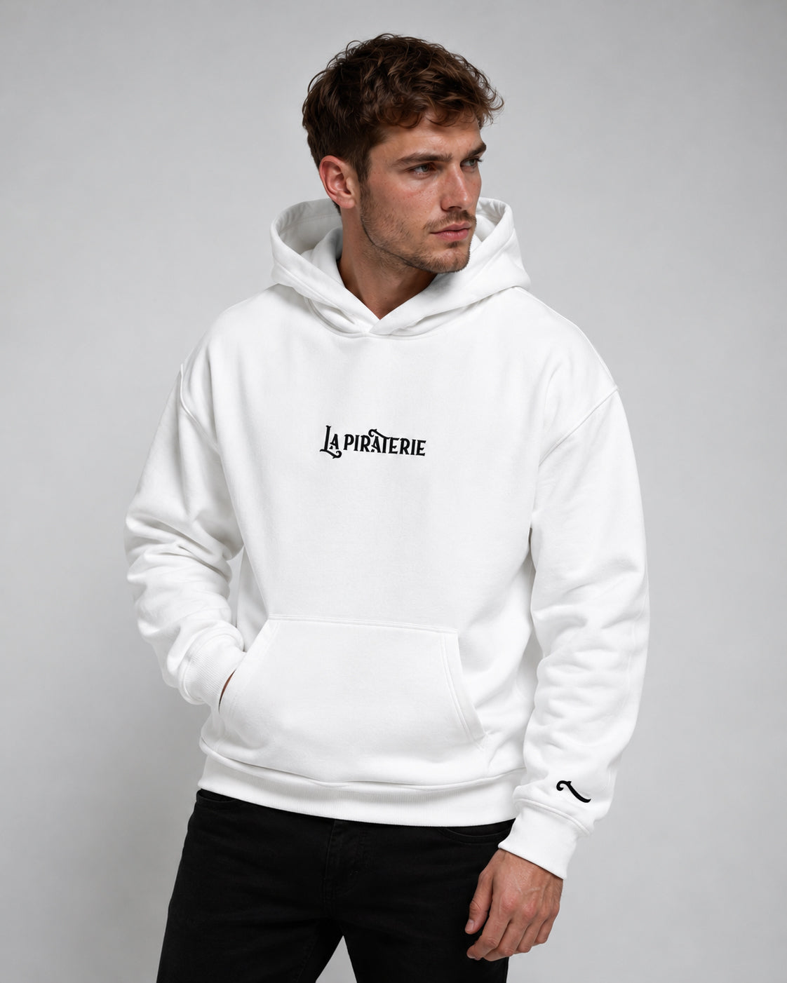 Hoodie La Piraterie - Classic Dark Blanc Logo Texte