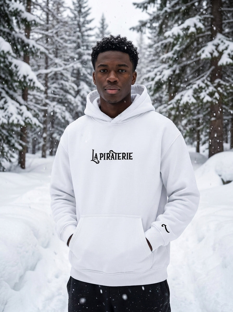 Hoodie La Piraterie - Classic Dark Blanc Logo Texte