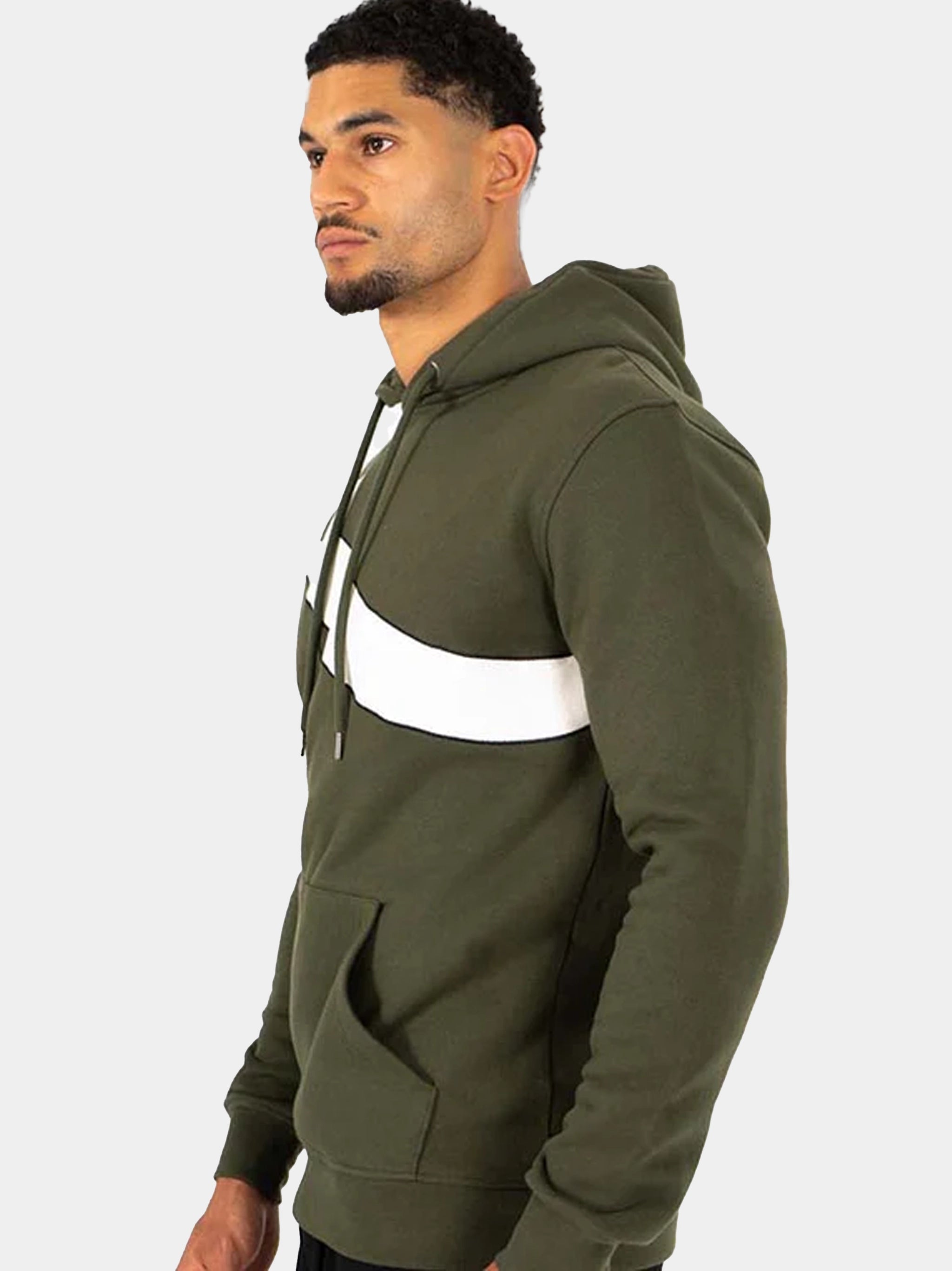 Hoodie bicolore vert Piraterie Officielle – porté – vue de face