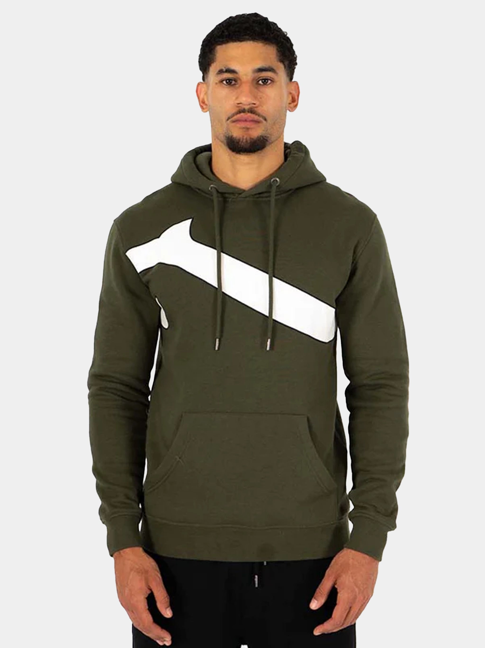 Hoodie bicolore vert Piraterie Officielle – porté – vue de face