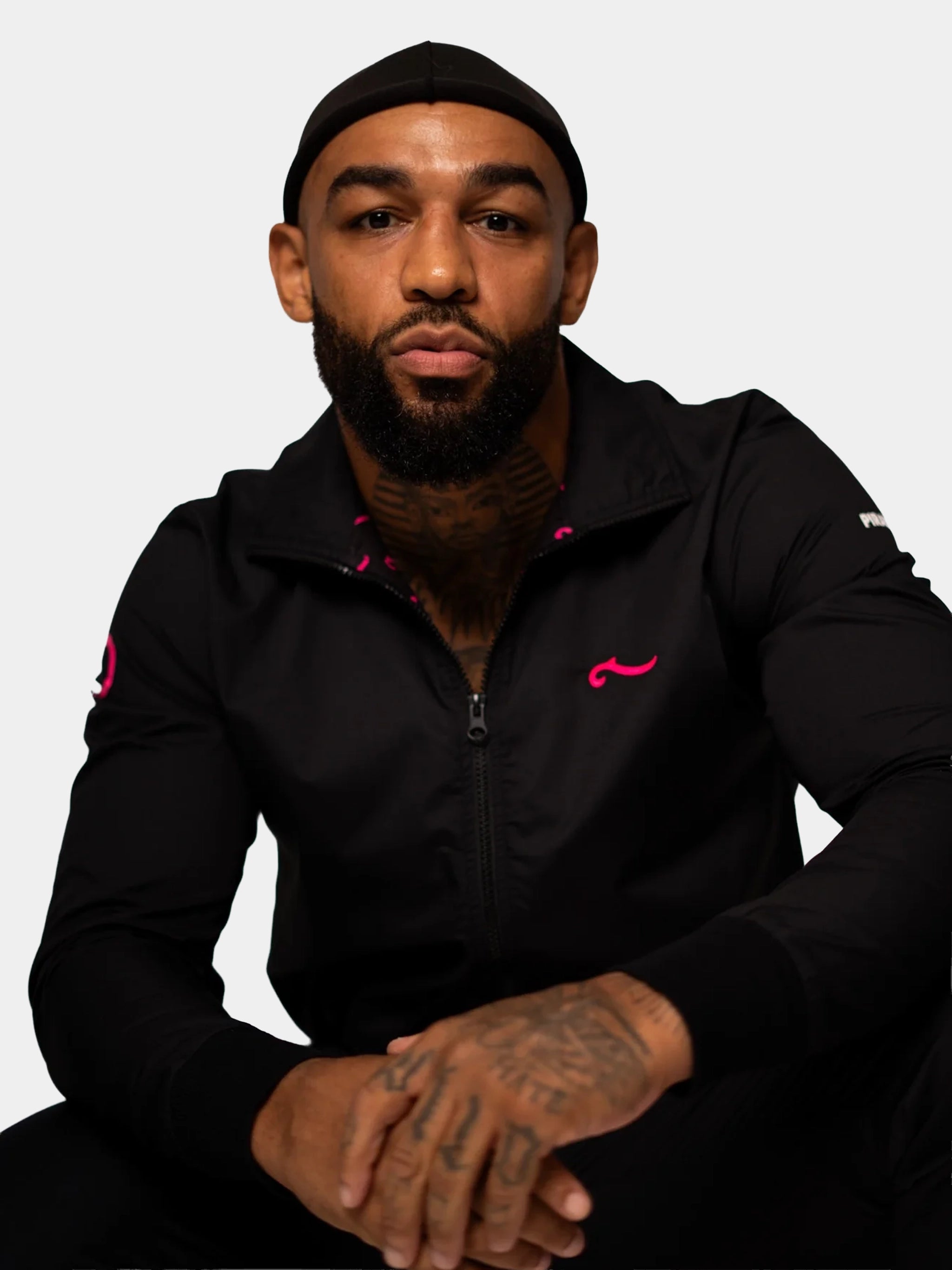 Survêtement LPR x YK La Piraterie – veste zippée et pantalon noir chiné, broderies ton sur ton et doublure all over, style urbain premium