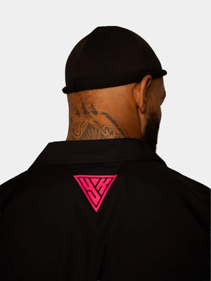 Survêtement LPR x YK La Piraterie – veste zippée et pantalon noir chiné, broderies ton sur ton et doublure all over, style urbain premium