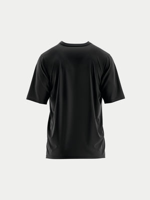 T-shirt noir La Piraterie Skull Noir dos uni du même t-shirt noir, sans impression, mettant en valeur la coupe droite et la matière lisse.