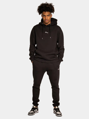 Pants Classic noir Piraterie Officielle – coupe droite intemporelle avec logo Wave imprimé, style urbain discret