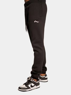 Pants Classic noir Piraterie Officielle – coupe droite intemporelle avec logo Wave imprimé, style urbain discret