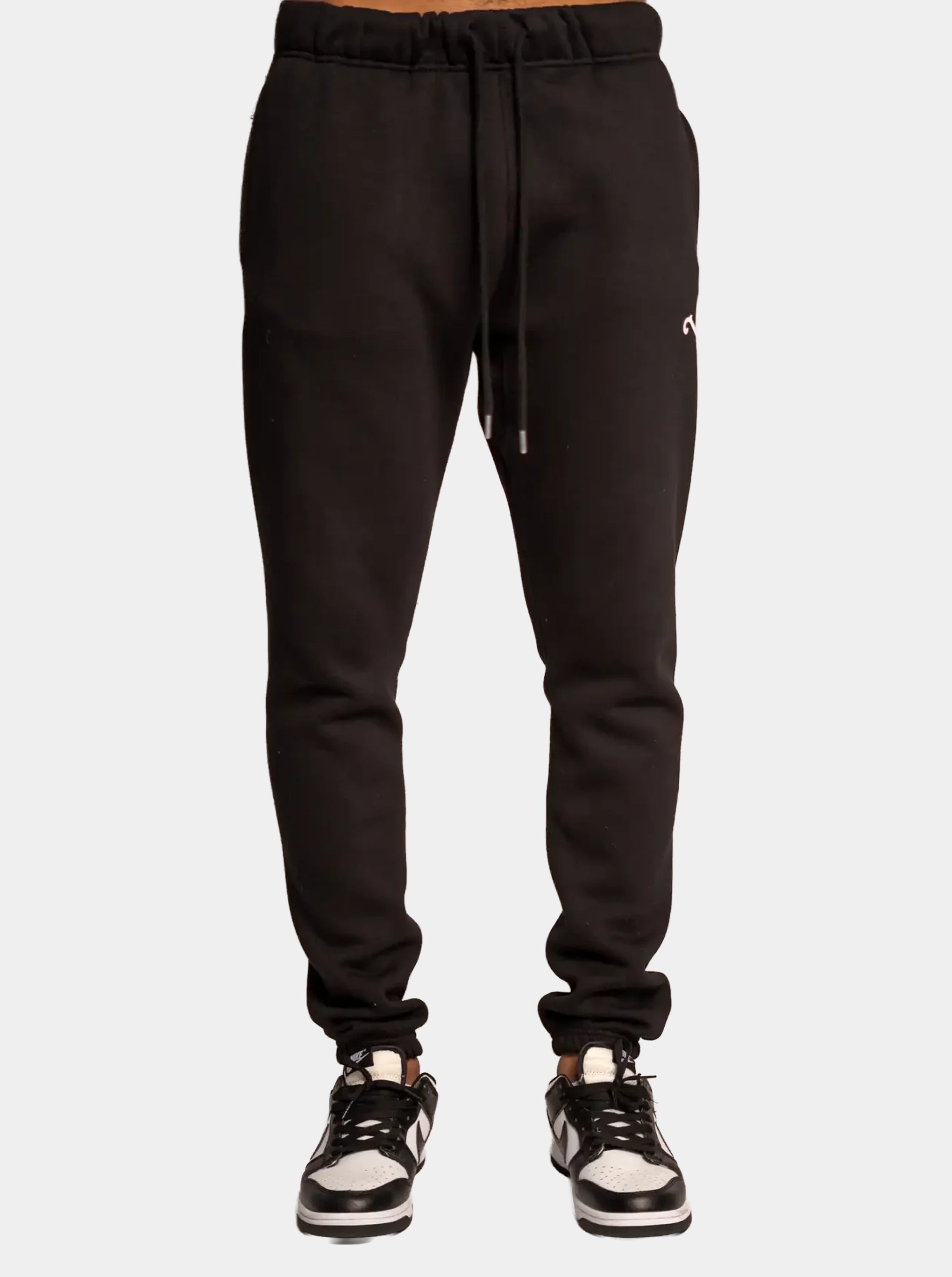 Pants Classic noir Piraterie Officielle – coupe droite intemporelle avec logo Wave imprimé, style urbain discret
