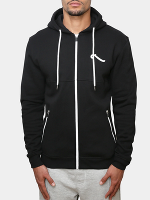 Veste Zip Never noir Piraterie Officielle – style hoodie zippé en fleece épaisse avec cordon personnalisé, look urbain soigné