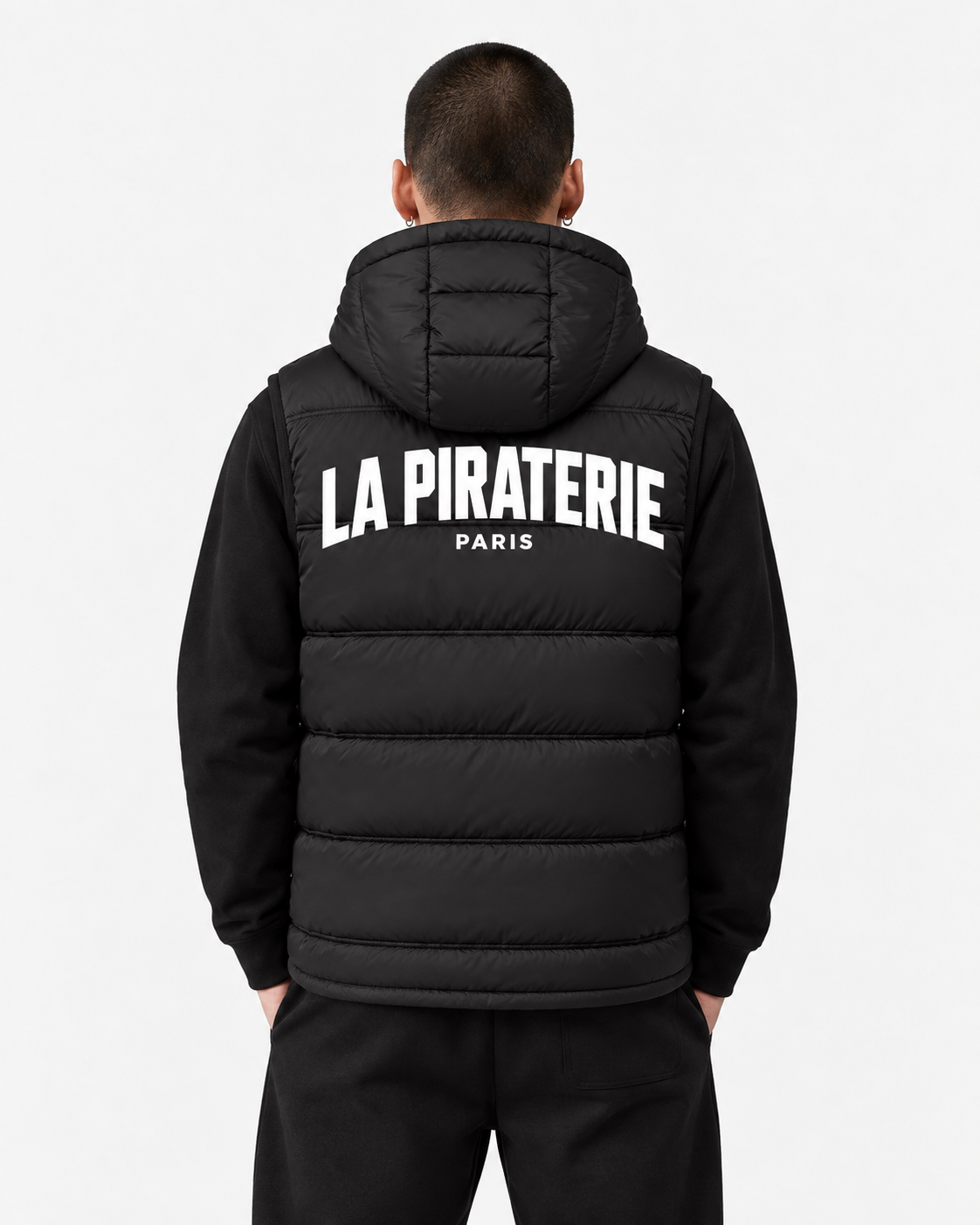 PIRATE PUFFER VEST — BLACK