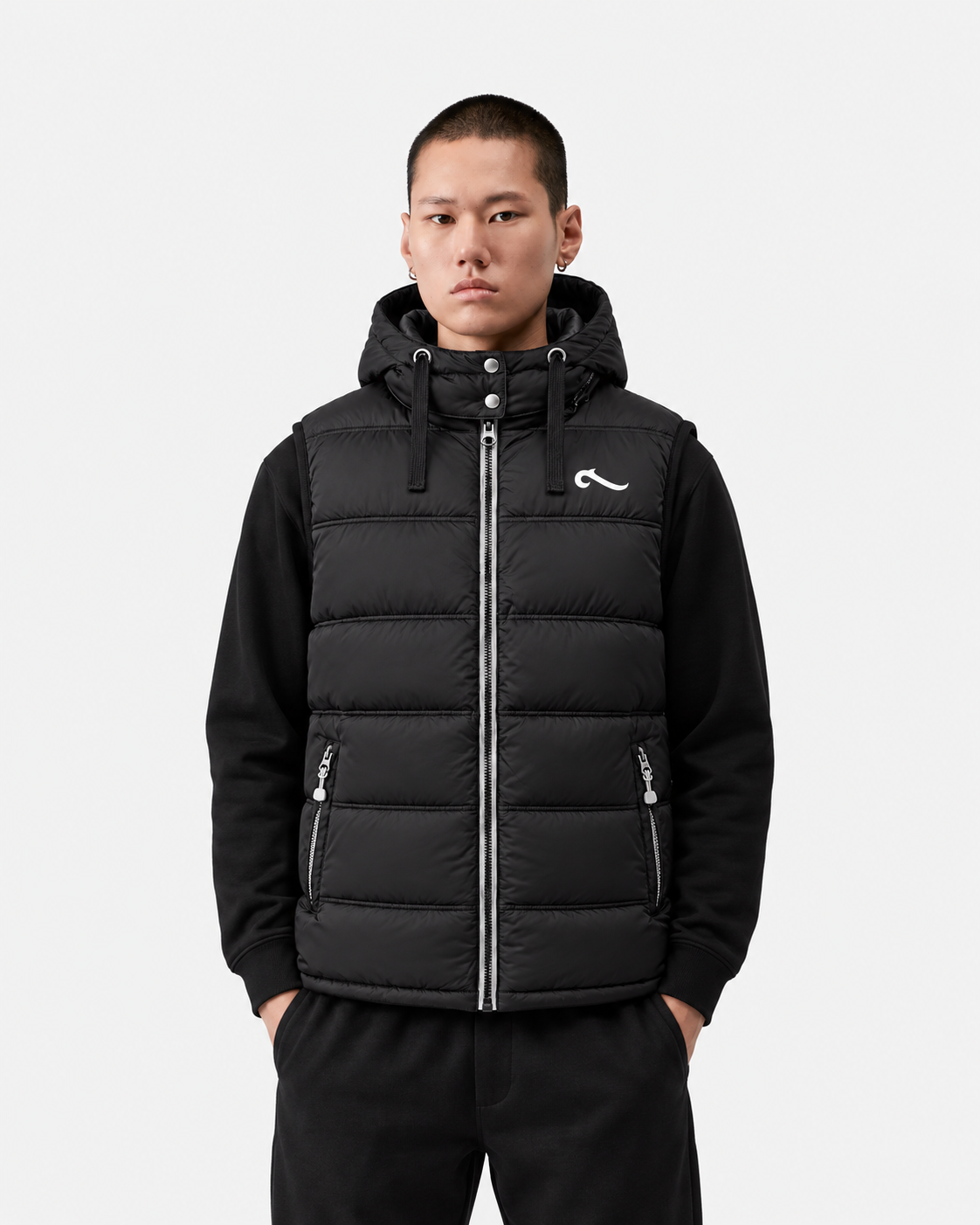 PIRATE PUFFER VEST — BLACK