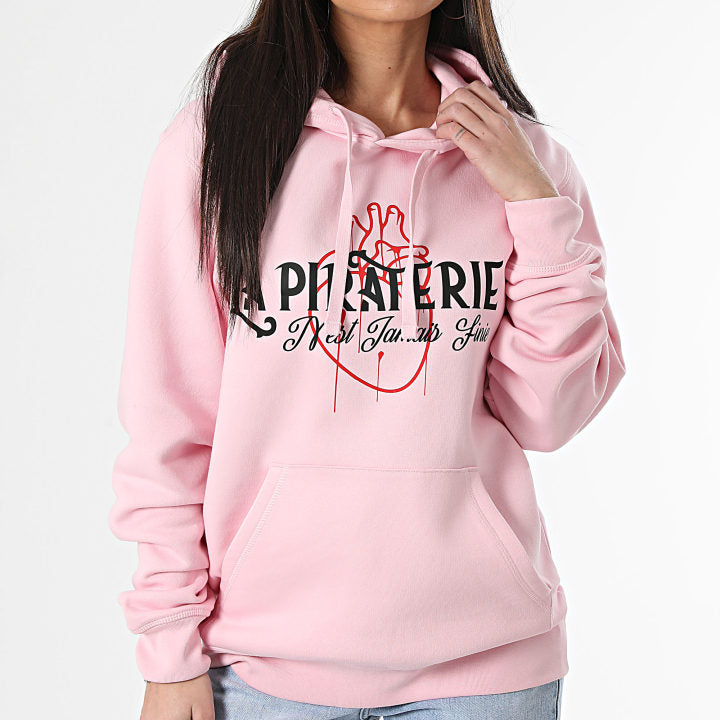 sweat capuche femme coeur de ratpi rose