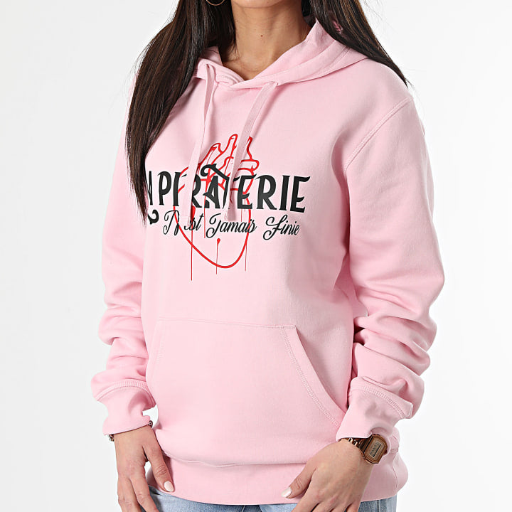 sweat capuche femme coeur de ratpi rose