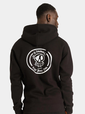 Hoodie noir La Piraterie – logo 3D imprimé, coupe classique fabriquée en France