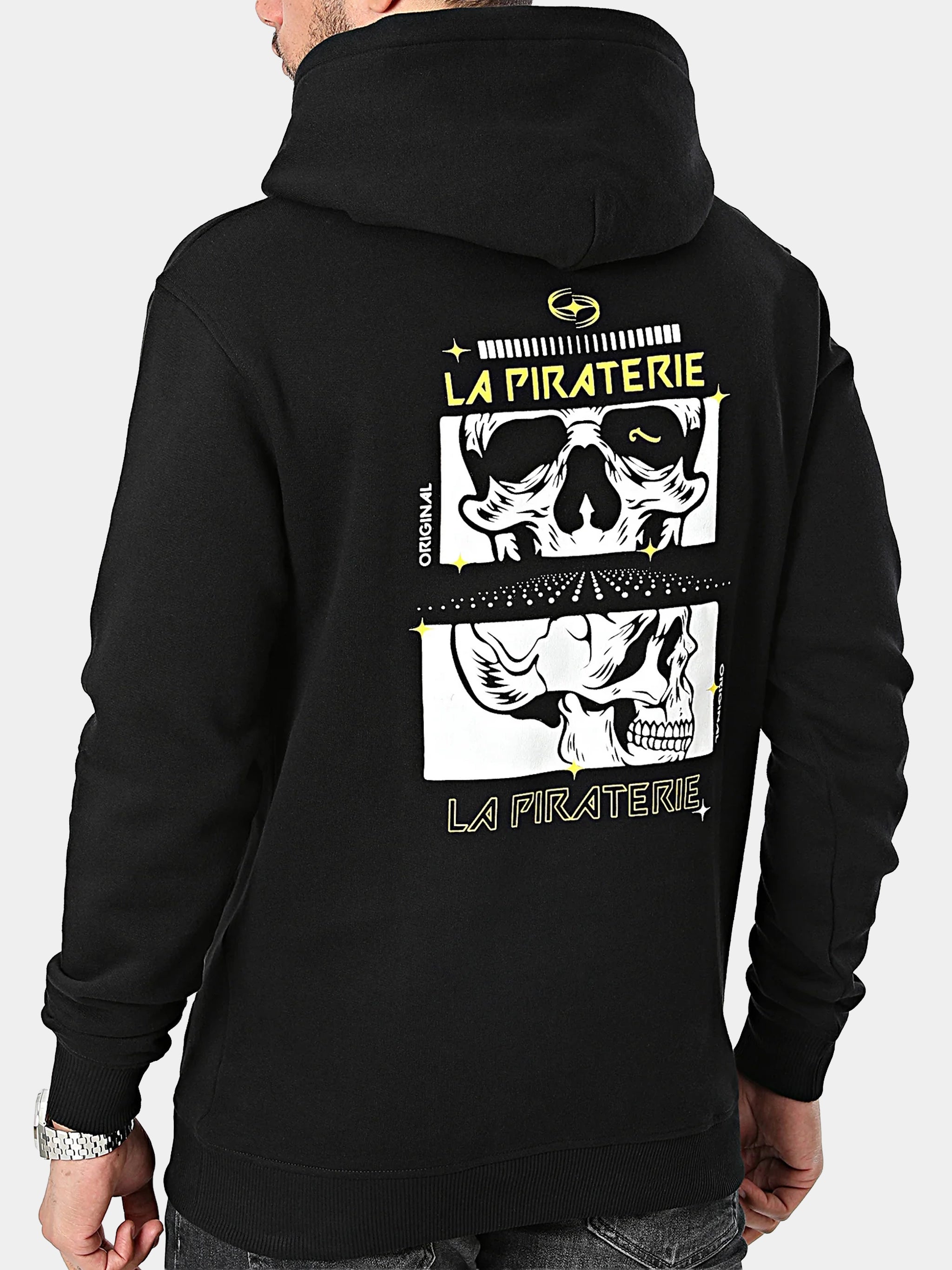 Hoodie Ratpi La Piraterie – molleton noir dense, coupe droite minimaliste, pièce urbaine de la collection JANEIRO